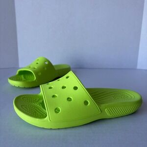 Crocs Classic Slide Sandals Neon Lime Green Womens 6 Mens 4 Slip On Shoes